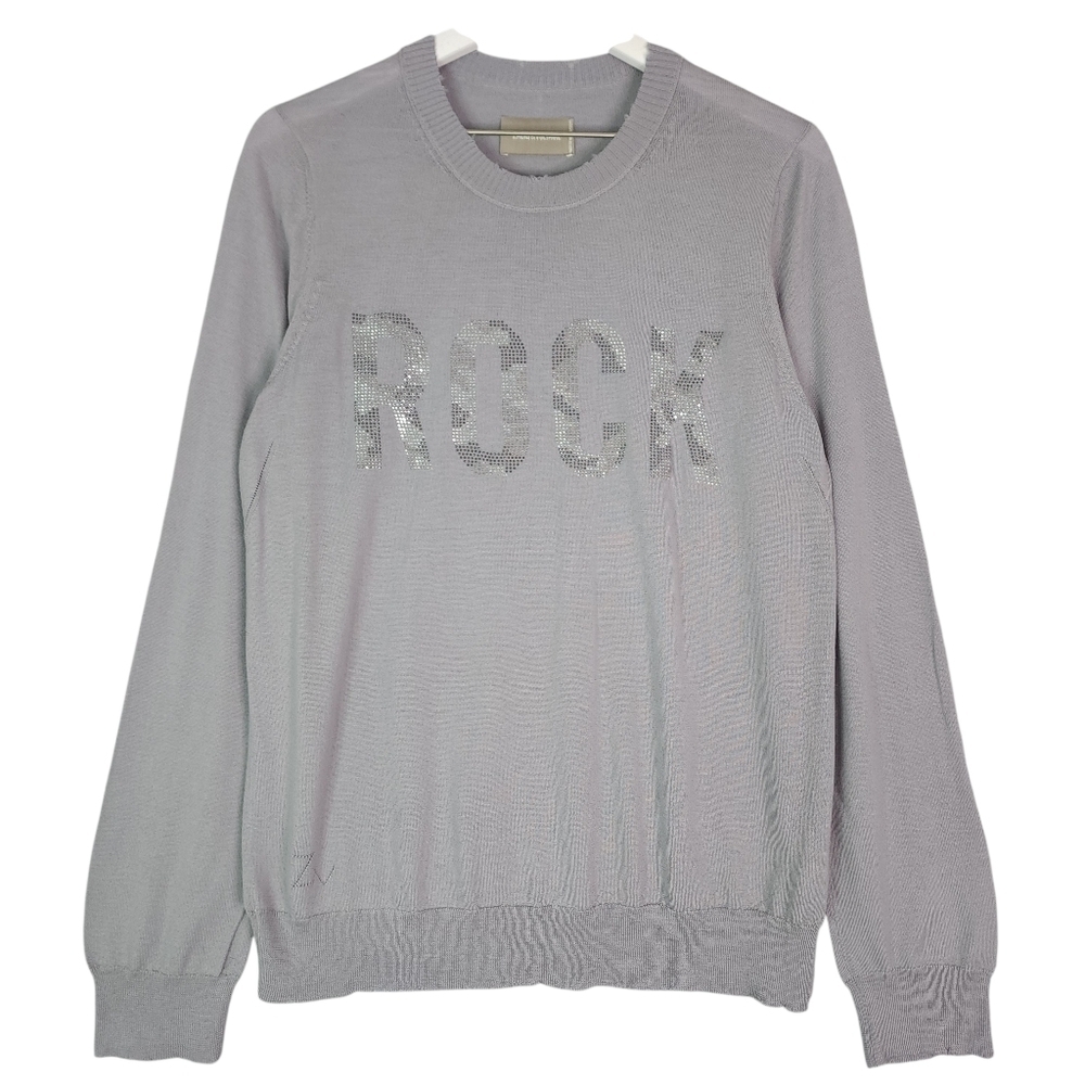 Zadig & Voltaire Miss Camo Studded Rock Strass Gray Crew Sweater